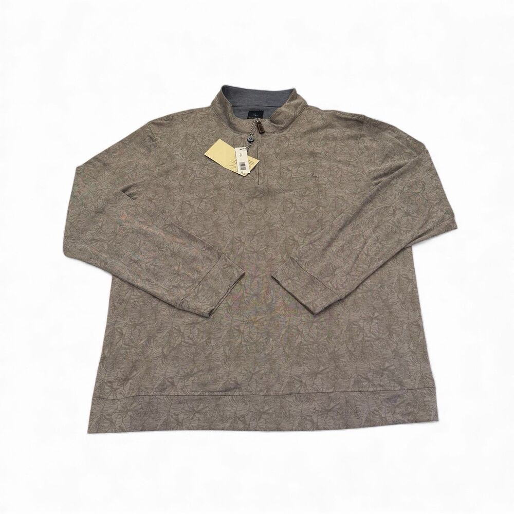 NEW NWT Tailorbyrd Men's Pullover‎ 1/4 Zip Grey Casual Floral Sweatshirt XL